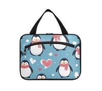 EtherSpher Merry Christmas Cartoon Cute Penguin Heart borsa appesa per le donne con gancio, designer borse cosmetiche pieghevoli per accessori must haves viaggio maleta para maquillaje L, Buon Natale