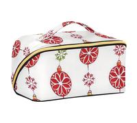 EtherSpher Merry Christmas Deco Ball Red Designed Toiletry Bag con divisori Borsa cosmetica portatile per borsa con scomparti e maniglia
