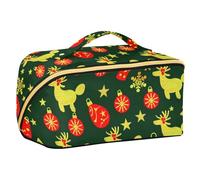 EtherSpher Merry Christmas Deco Gold Deer Designed Toiletry Bags con divisori Grande borsa cosmetica per le donne con scomparti e maniglia