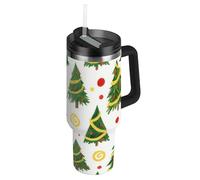 EtherSpher Merry Christmas Green Christmas Tree Bottiglia d'acqua riutilizzabile da palestra con coperchio e cannuccia tazza decorativa per acqua, tè freddo o caffè vasos para bebidas frias 1,18 ml