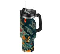 EtherSpher Merry Christmas Green Christmas Tree Bottiglie d'acqua di primavera riutilizzabili sottovuoto con coperchio e cannuccia Tazza decorativa da campeggio per acqua, tè freddo o caffè termo para