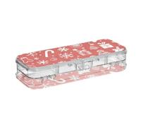EtherSpher Merry Christmas Icon Red Designed Clear Pencil Plastic Box Double Deck Matita Contenitori Per Cancelleria Con Coperchio