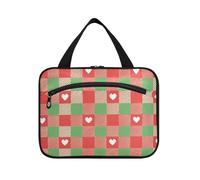 EtherSpher Merry Christmas Red Green Love Plaid appeso viaggio trucco borsa con gancio, designer necessità rasatura kit borsa per gli uomini per accessori per le donne che viaggiano organizador de