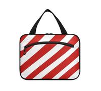 EtherSpher Merry Christmas Rosso-bianco Oblique Stripes appeso grandi borse cosmetiche per le donne con gancio, accessori di design snack bag per gli uomini palestra bolso de mano para hombre L, Buon