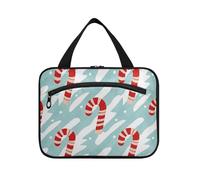 EtherSpher Merry Christmas Rosso e Bianco Candy Cane Stripes Hanging Borsa da viaggio per articoli da toeletta con gancio, designer essenziale organizzatore cosmetico per gli uomini vacanza estuches
