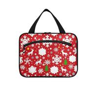 EtherSpher Merry Christmas Snowflake Deer Red Hanging borse da viaggio per le donne con gancio, organizzatore cosmetico compatto di design per il viaggio make up hotel estuches para maquillaje L, Buon