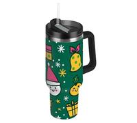 EtherSpher Merry Christmas Tree - Borraccia riutilizzabile da 1180 ml, con cannuccia e coperchio a prova di perdite e cannuccia decorativa con coperchio, per casa, ufficio o auto, termos per caffè
