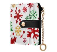 EtherSpher Merry Christmas Tree Snowflake colorato portatile da donna piccolo portafoglio pieghevole quotidiano in pelle PU portafoglio per donne ragazzi ragazze