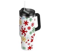 EtherSpher Merry Christmas Tree Snowflake colorato sottovuoto riutilizzabile bottiglia d'acqua bambini con cannuccia resistente alle perdite Flip tazza da tè decorativa con coperchio per casa, ufficio