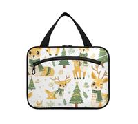 EtherSpher Merry Christmas Yellow Renna Albero di Natale appeso borse per le donne con gancio, designer essenziale kit da barba borse per gli uomini per gli elementi essenziali da viaggio per le donne