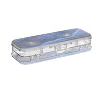 EtherSpher Midnight Starry Sky Stars blu scintillante progettato matita trasparente scatola di plastica doppio piano matita contenitore per la scuola con coperchio
