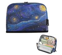 EtherSpher Midnight Starry Sky Stars Sparkling Blue Pencil Bag Grande Capacità Trucco Borse Con Scomparto Borsa Multiuso per Le Donne Ufficio bolsas para herramientas