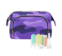 EtherSpher Moderno Viola Camouflage Decor Makeup Bags Essentials Hanging Toiletry Bag Donna Moneta Cambiamento Borsa per Toiletry Viaggio, Decorazione mimetica viola moderna, 1 size