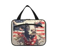 EtherSpher Mr Cow 4 luglio Independence Day appeso borse da toilette da viaggio per le donne con gancio, designer essenziali appeso borsa trucco per viaggiatore toilette bolso viajero para mujer L, MR