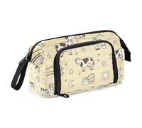 EtherSpher Mucca Animale Rustico Fattoria Stella Modello Giallo Stripe Matita Borse Grande Capacità In Piedi Astuccio Portatile per Ragazze Teen Preppy School lapiceras estuche para mujer