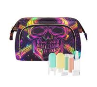 EtherSpher Mysterious Tarot astrologico scheletro cosmetici borse cerniera trucco borsa da viaggio gioielli per cosmetici da viaggio, Scheletro astrologico misterioso dei Tarocchi, 1 size