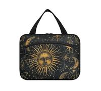 EtherSpher Mystic Golden Sun Moon appeso borsa da viaggio per articoli da toeletta con gancio, design pieghevole borsa per la cura della pelle per il viaggio deve vacanza estuche de maquillaje para