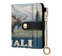 EtherSpher National Park Moose Fancy - Portafoglio pieghevole da donna, in pelle PU, per ragazze e donne