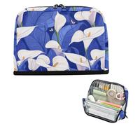 EtherSpher Natura Calla Lily Royal Blue matita pouch grande capacità penna caso organizzatore multi-slot organizzatore di stoccaggio per studenti scuola media estuches escolares para lapices