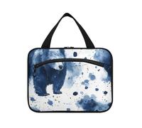 EtherSpher Natura Orso Boho Style Blu appeso toilette borsa da viaggio con gancio, necessità di design trucco caso per i viaggiatori zaino in spalla bolso de para mujer L, Natura Orso Boho stile blu