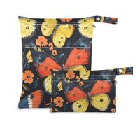 EtherSpher Nature Butterfly Wild Style - Borsa da bagno bagnata con cerniera, confezione da 2 pezzi, con manici per viaggi, palestra