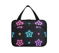 EtherSpher Neon colorato stelle appeso borse da toilette per viaggiare con gancio, designer unisex borse medicina per viaggiare donne crociere bolso de para mujer L, Stelle colorate al neon, Large