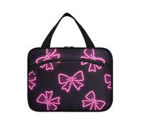 EtherSpher Neon rosa fluorescente fiocco appeso borse da viaggio con gancio, designer moda pennello borsa per mamma crociere bolsa para guardar maquillaje L, Fiocco fluorescente rosa fluo, Large