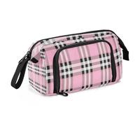 EtherSpher Nero Bianco Rosa Scacchi Plaid Scuola Matita Astuccio Grande Capacità Scuola Must Haves Portatile per Insegnante Cosmetici estuche para lapices