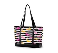EtherSpher Nero e Bianco A Righe Flamingo Robusta borsa tote professionale per le donne con cerniera libro tote per mamma con pannolino bolsos segreto para mujeres