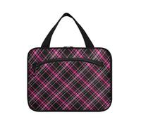 EtherSpher Nero e rosa Plaid appeso trucco borsa grande viaggio con gancio, designer chic kit borsa per gli uomini per gli elementi essenziali da viaggio per le donne hotel bolso de mano para hombre L