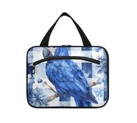 EtherSpher Nero Giacinto Ara Buffalo Plaid Fiocchi di neve Natale appeso mens borsa da toilette da viaggio con gancio, designer borse chic con cerniera per il viaggio deve funzionare bolsa de