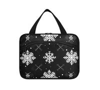 EtherSpher Nero Nuziale Buffalo Plaid Fiocchi di neve Buon Natale appeso borsa cosmetica per le donne con gancio, designer moda kit da barba borse per gli uomini per gli elementi essenziali di viaggio