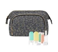 EtherSpher Nero Oro Irregolare Triangolo Cosmetico Sacchetto Della Chiusura Lampo Sacchetto Cosmetico Organizzatore Donne Contanti Portafoglio per Pennello, Triangolo irregolare oro nero, 1 size
