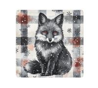 EtherSpher Nero San Clemente Island Volpe Buffalo Plaid Fiocchi di Neve Sacchetto di Trucco di Natale Panno Protettivo Make Up Organizzatori Avvolgere 55 X 54 Wrapper Trucco Per Le Donne, Nero San