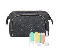 EtherSpher Nero Scuro Scintillante Starry Bright Makeup Bags Leggero Capacità Viaggio Cosmetici Borsa Portamonete da Donna per Cosmetici da Viaggio, Nero scuro scintillante stellato luminoso, 1 size