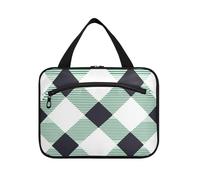 EtherSpher Nero Verde Buffalo Plaid appeso grande appeso borsa da toilette da viaggio con gancio, designer essenziale make up borsa per il viaggio deve lavorare estuche de maquillaje para mujer L