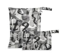 EtherSpher Numeri geometrici grigi borse lavabili per bambino Confezione da 2 elementi essenziali da viaggio per bambini con maniglie per fare il bagno, spiaggia