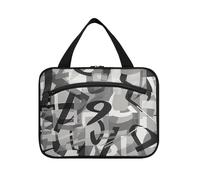 EtherSpher Numeri geometrici Grigio appeso borsa da viaggio kit da toilette con gancio, designer borsa portatile per la cura della pelle per viaggio crociera zaino in spalla bolso de para mujer L