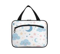 EtherSpher Nuvole e lune Rosa Blu appeso grande borsa da toilette sospesa con gancio, borsa multifunzionale di design per la cura della pelle per accessori da viaggio per le donne bagno estuches para