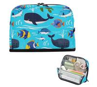 EtherSpher Ocean Whale Turtle Fish Blue Sea Pencil Holder Case Grande Capacità Penna Matita Astuccio Ad Alta Capacità Moneta per le Donne Scuola Media bolsa para lapices