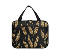 EtherSpher Oro Grano Nero appeso borse da viaggio per articoli da toeletta con gancio, designer essenziali borse cosmetiche per le donne che viaggiano kit de para mujer L, oro Grano nero, Large