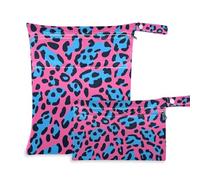 EtherSpher Peach Blue Animal Leopard Print Fur Zip Wet Dry Bag 2 Pack Wet Bag per costume da bagno con manici per pannolini per bambini, pannolini per bambini