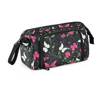 EtherSpher Peach FLOWERs Butterfly Black Pencil Case Organizer Grande Capacità Sacchetto di Immagazzinaggio Multifunzionale per la Scuola Dei Bambini Must Haves lapiceros para mujer