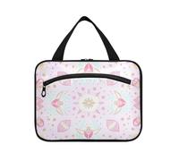 EtherSpher Peach Pastel Boho Summer Hanging Travel Makeup Bag con gancio, designer unisex borsa trucco per mamma palestra estuche de maquillaje para mujer L, Pesca, pastello, boho, estate, Large