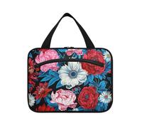 EtherSpher Peonie e Margherite Rosso appeso grande capacità borsa cosmetica da viaggio con gancio, designer borse carine per articoli da toeletta per le donne che viaggiano vacanza bolsas para