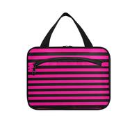 EtherSpher Pink and Black Line appeso viaggio make up borse con gancio, accessori di design borse trucco per mamma zaino in spalla kit de para mujer L, Linea rosa e nera, Large