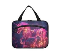 EtherSpher Pink Fire Horse appeso viaggio trucco organizzatore con gancio, designer borse impermeabili per gli uomini per le signore viaggio cartera para maquillaje L, Cavallo di fuoco rosa, Large
