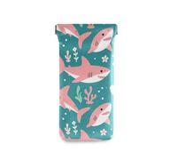 EtherSpher Pink Shark Happy Ocean Squeeze Top Portable eye glass case PU Leather pouch holder per gli uomini donne estuche para gafas de sol