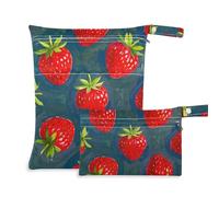 EtherSpher Pittura a olio con fragole rosse borse a prova di disordine per il bambino 2 Pack borsa per pannolini oggetti essenziali con maniglie per il bagno, yoga