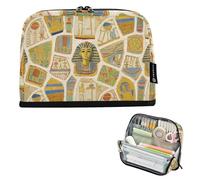 EtherSpher Pittura artistica Beige Egitto Retro Portapenne Astuccio Grande Capacità Trucco Borse Ampia Apertura Borsa Multiuso per Teen Scuola Media estuches escolares para lapices